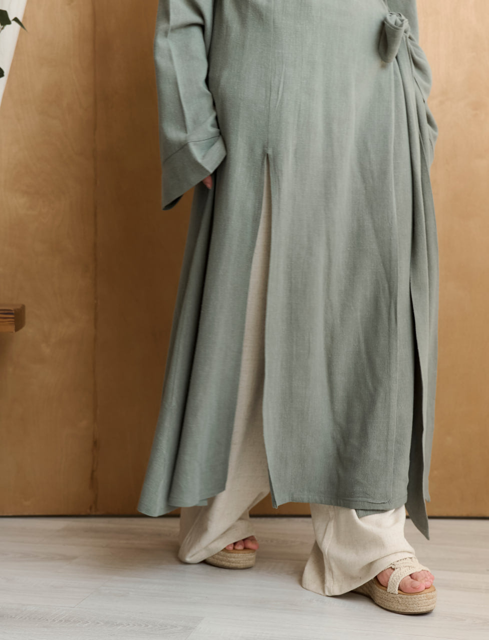 Sage green Oasis Wrap Kimono