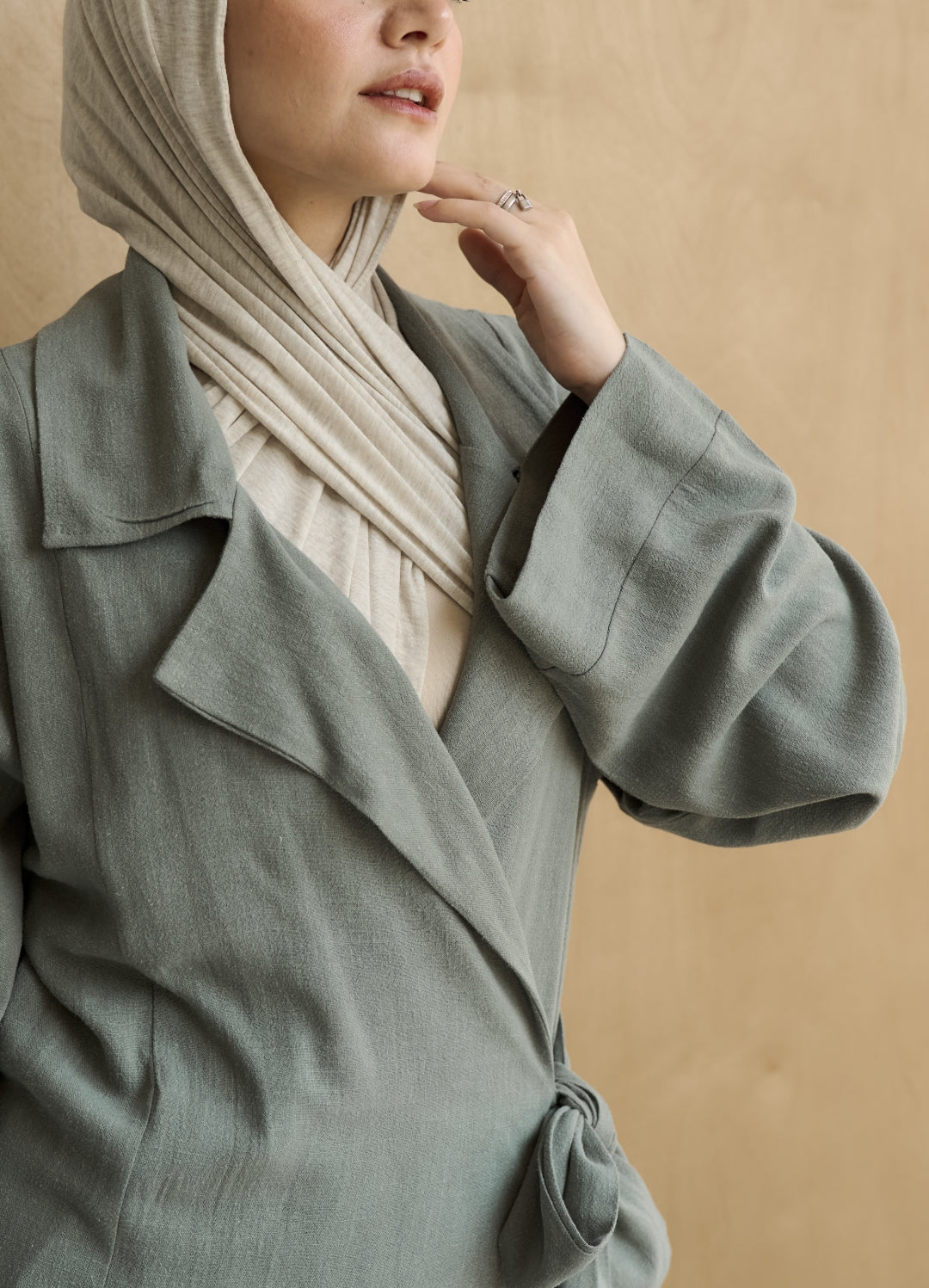 Sage green Oasis Wrap Kimono