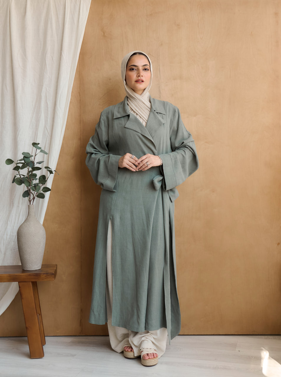 Sage green Oasis Wrap Kimono